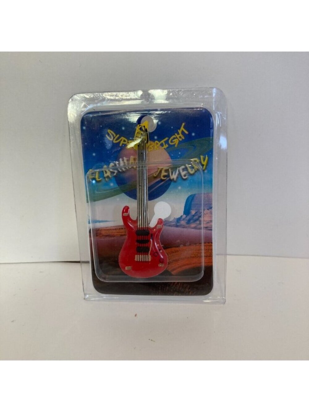 5/$25 Vintage Red Guitar Earring Super Bright Flashing Jewelry Battery Operated